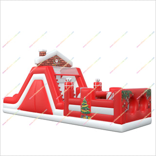Large Inflatable Christmas Obstacle Course Races Near Me Family Fun Parties Bouncy Castle Assault Course For Sale