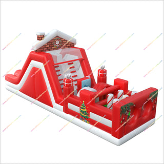 Large Inflatable Christmas Obstacle Course Races Near Me Family Fun Parties Bouncy Castle Assault Course For Sale