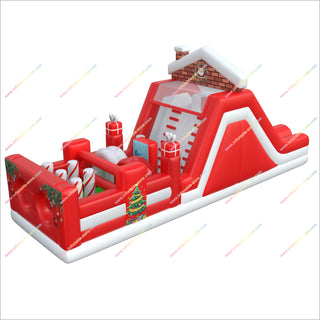 Large Inflatable Christmas Obstacle Course Races Near Me Family Fun Parties Bouncy Castle Assault Course For Sale