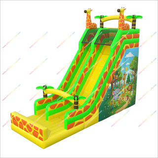 Large Inflatable Giraffe Slide Jungle Animals Inflatable Bouncer Castle Amusement Park Slide For Sale