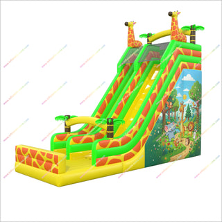 Large Inflatable Giraffe Slide Jungle Animals Inflatable Bouncer Castle Amusement Park Slide For Sale