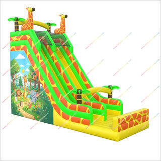 Large Inflatable Giraffe Slide Jungle Animals Inflatable Bouncer Castle Amusement Park Slide For Sale