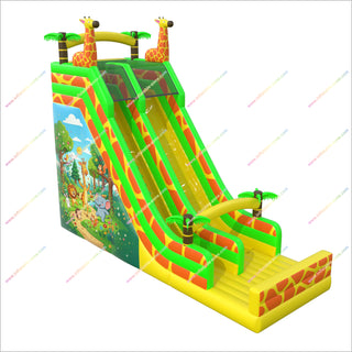 Large Inflatable Giraffe Slide Jungle Animals Inflatable Bouncer Castle Amusement Park Slide For Sale