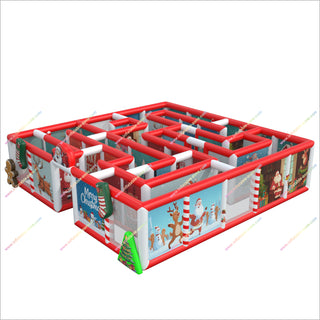 Merry Christmas Decorations Large Inflatable Maze Commercial Outdoor Games Inflatable Obstacle Interactive Maze
