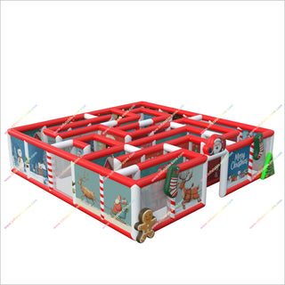 Merry Christmas Decorations Large Inflatable Maze Commercial Outdoor Games Inflatable Obstacle Interactive Maze