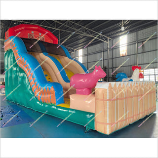 Farm-Themed Large Inflatable Slide For Sale Best Commercial Funny Inflatable Animals Party Tall Playground Slide