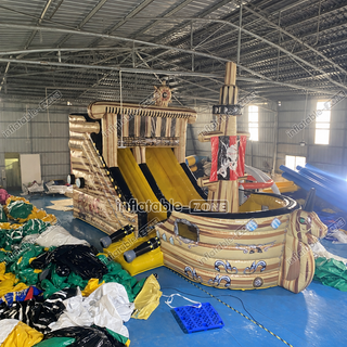 Prepare for swashbuckling fun with our Large Commercial Inflatable Pirate Ship Slide! This jumping castle bouncy inflatable slide is perfect for both adults and kids, bringing the excitement of a pirate ship to life in your backyard or event space. With its impressive size and durable construction, it promises hours of thrilling entertainment for all. Climb aboard, slide down, and let your imagination set sail with our inflatable pirate ship!