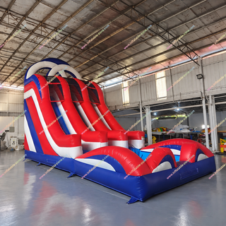 Invest in the ultimate summer attraction! This Large Inflatable Waterslides and Swimming Pool Combo is built with heavy-duty, commercial-grade material for peak performance and longevity. Features multiple exciting slides and a huge pool for maximum throughput. The highest-quality blow-up water slides for pool setups and rental businesses!