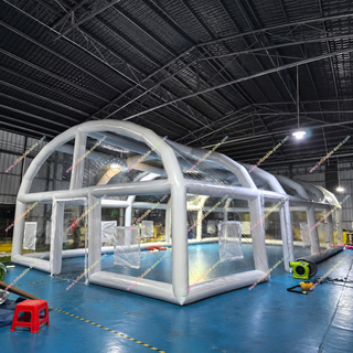 Enjoy your pool in any weather with this Large Transparent Inflatable Swimming Pool Dome Cover. Designed for above ground pools, this inflatable air tent creates a spacious, enclosed area with clear views. Easy to set up and durable, it provides protection from wind and debris while maintaining warmth for a comfortable swimming experience.