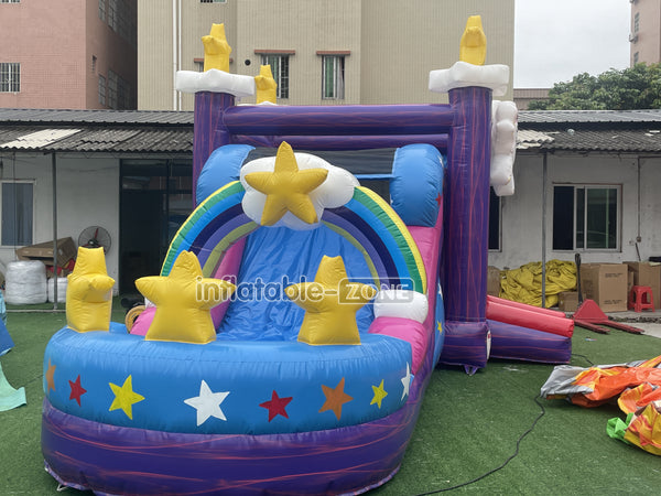 Magical Unicorn Inflatable Bounce House And Slide Combo Rainbow Jumping Castle For Party