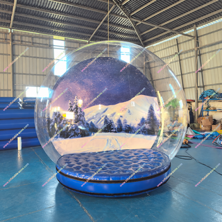 Step into a dreamy, life-sized snow globe and instantly capture the spirit of the season! This stunning, transparent inflatable tent creates a completely enclosed, dry Magical Winter Wonderland for your event. Perfect as an outdoor display, unique photo booth, or festive centerpiece. Easy to inflate and ready to make holiday memories!