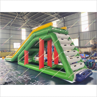 Massive Blow Up Water Slide Inflatable Island Float Aqua Sports Water Park Inflatable Floating Slide For Lake