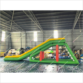 Massive Blow Up Water Slide Inflatable Island Float Aqua Sports Water Park Inflatable Floating Slide For Lake
