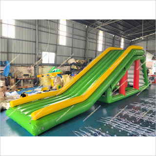 Massive Blow Up Water Slide Inflatable Island Float Aqua Sports Water Park Inflatable Floating Slide For Lake