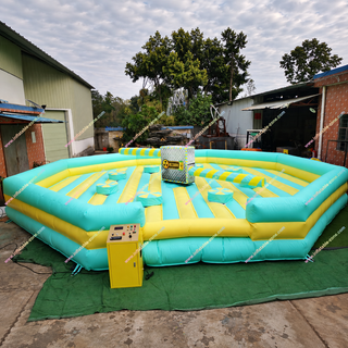Turn up the excitement with our Meltdown Jumper Rental! This inflatable wipeout trampoline features a devil wheel and spinning arms for a thrilling multiplayer challenge. With its toxic meltdown theme, it's perfect for parties, events, and carnivals. Test your reflexes and jump to victory today!