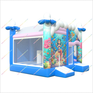 Colorful Mermaid Inflatable Jumping Castle And Slide Combo Underwater Adventure Inflatable Slide With Bounce House