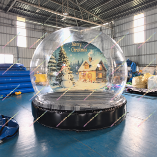 Capture holiday magic with this Merry Christmas Funny Inflatable Snow Globe Bounce House! Perfect for outdoor parties and rentals, it features a spacious play area and festive photo booth design. Vibrant graphics, durable materials, and easy setup make it ideal for winter events, bringing unforgettable Christmas fun for all ages.