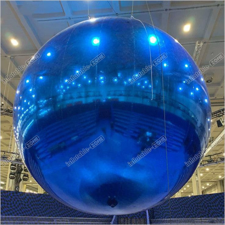 Blue Inflatable Mirror Ball Giant Brightness Hanging Mirror Balloon In ...