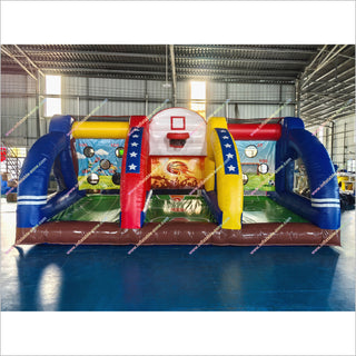 Multi-Sports Inflatable Games Hire Triple Threat Battle Challenge Group Activities For Team Building