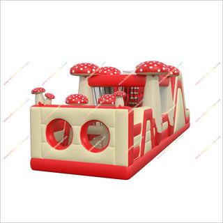 Mushroom-Themed Inflatable Assault Course Run Tunnel Bounce House Equipment Jumping Castle Obstacle Course Hire