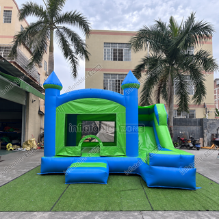 Introducing our New Blue and Green Inflatable Jumping Castle! This vibrant bounce house castle promises endless fun and excitement for kids. With its eye-catching blue and green design, it's sure to be the highlight of any party or event. Watch as children bounce and play to their hearts' content, creating joyful memories that last a lifetime!