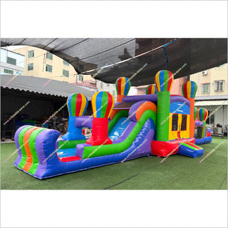 Best Colorful Obstacle Course Inflatable Bounce House Hot Air Balloon Decor Bouncy Obstacle Course Hire - Inflatable-Zone