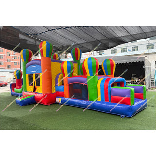 Best Colorful Obstacle Course Inflatable Bounce House Hot Air Balloon Decor Bouncy Obstacle Course Hire - Inflatable-Zone