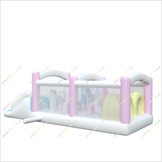 Colorful Pastel Obstacle Course Inflatable Hire Moon Bounce Obstacle Course Inflatable Party Game