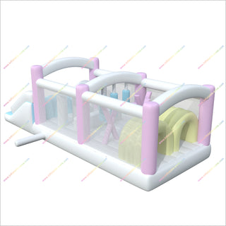 Colorful Pastel Obstacle Course Inflatable Hire Moon Bounce Obstacle Course Inflatable Party Game