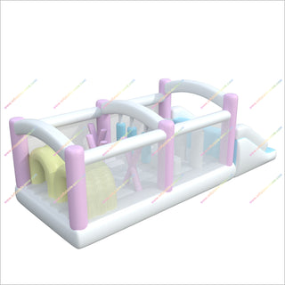 Colorful Pastel Obstacle Course Inflatable Hire Moon Bounce Obstacle Course Inflatable Party Game