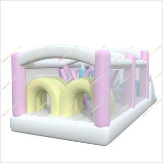 Colorful Pastel Obstacle Course Inflatable Hire Moon Bounce Obstacle Course Inflatable Party Game