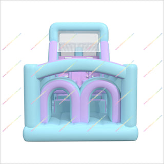 Outdoor Park Party Adult Inflatable Assault Course Pastel Blue And Purple Obstacle Course Inflatable Rental