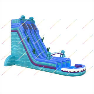 Ocean Jellyfish Inflatable Water Slide With Dual Slides And Large Splash Pool Party Time Inflatables