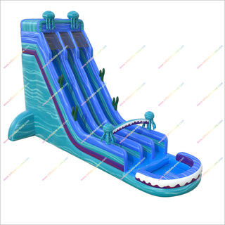Ocean Jellyfish Inflatable Water Slide With Dual Slides And Large Splash Pool Party Time Inflatables