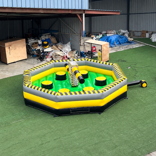 Dodge, duck, and survive the Toxic Meltdown! This high-energy mechanical ride features dual rotating obstacles that challenge your speed and stamina. A must-have for outdoor sports events and party rentals, this inflatable wipeout game provides safe, competitive fun for all ages. Built with commercial-grade PVC to withstand heavy use.