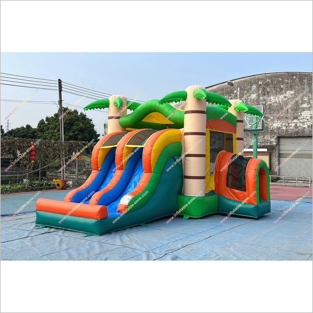 Jungle Jump Inflatable Palm Tree Bounce House With Water Slide Combo T