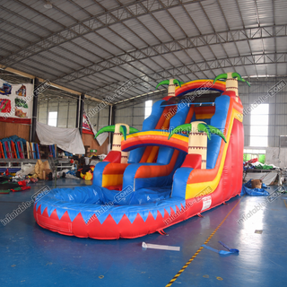 Turn your backyard into a tropical retreat with the Palm Paradise Inflatable Water Slide! This single-lane waterslide features a vibrant palm theme and offers both wet and dry sliding options. Complete with a spacious inflatable pool, it’s perfect for summer fun and backyard parties, providing endless sliding and splashing enjoyment for all ages!