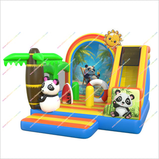 Panda-Themed Inflatable Combo Blow Up Bounce House And Slide Jump Bouncers Bouncy Castle And Slide Hire Near Me