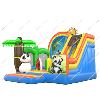 Panda-Themed Inflatable Combo Blow Up Bounce House And Slide Jump Bouncers Bouncy Castle And Slide Hire Near Me
