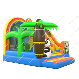 Panda-Themed Inflatable Combo Blow Up Bounce House And Slide Jump Bouncers Bouncy Castle And Slide Hire Near Me