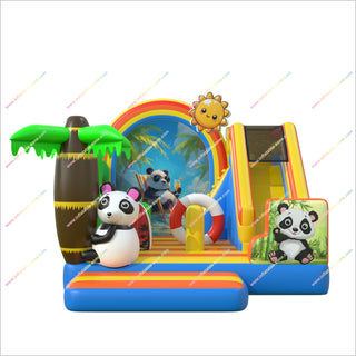 Panda-Themed Inflatable Combo Blow Up Bounce House And Slide Jump Bouncers Bouncy Castle And Slide Hire Near Me