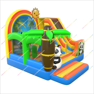 Panda-Themed Inflatable Combo Blow Up Bounce House And Slide Jump Bouncers Bouncy Castle And Slide Hire Near Me