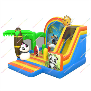 Panda-Themed Inflatable Combo Blow Up Bounce House And Slide Jump Bouncers Bouncy Castle And Slide Hire Near Me