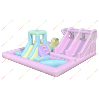 Inflatable Playground Pool Pastel Bouncy Castle To Buy Obstacle Inflatables Double Water Slides For Rent