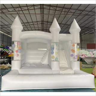 Bounce House Inflatable Water Slide Ball Pit Combo Wedding Party Entertainment White Bouncy Castle With Balloons