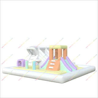Pastel Bouncy Castle Double Inflatable Water Slides Water Park Bounce House Swimming Pool Inflatable Obstacle Course Hire