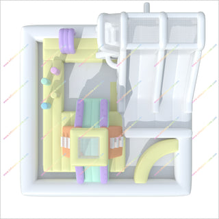 Pastel Bouncy Castle Double Inflatable Water Slides Water Park Bounce House Swimming Pool Inflatable Obstacle Course Hire