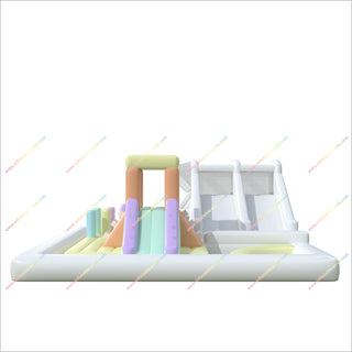 Pastel Bouncy Castle Double Inflatable Water Slides Water Park Bounce House Swimming Pool Inflatable Obstacle Course Hire