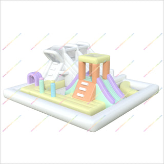 Pastel Bouncy Castle Double Inflatable Water Slides Water Park Bounce House Swimming Pool Inflatable Obstacle Course Hire