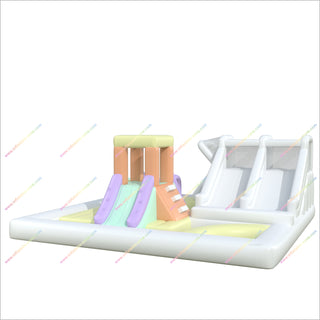 Pastel Bouncy Castle Double Inflatable Water Slides Water Park Bounce House Swimming Pool Inflatable Obstacle Course Hire
